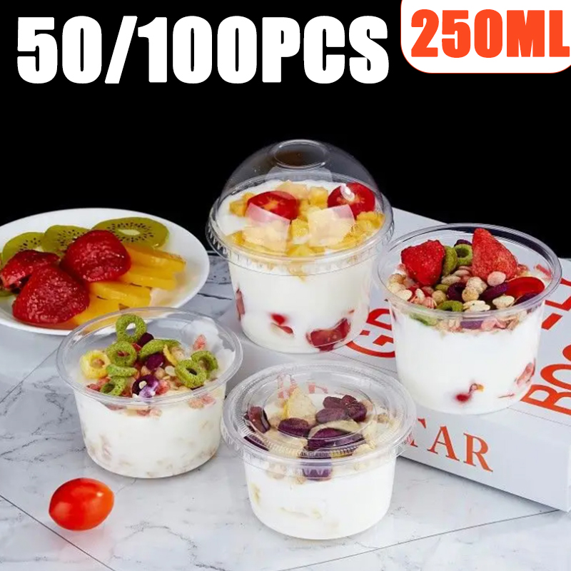 Sauce Dipping Cup - 50/100 Buah 250ML Gelas Puding Plastik