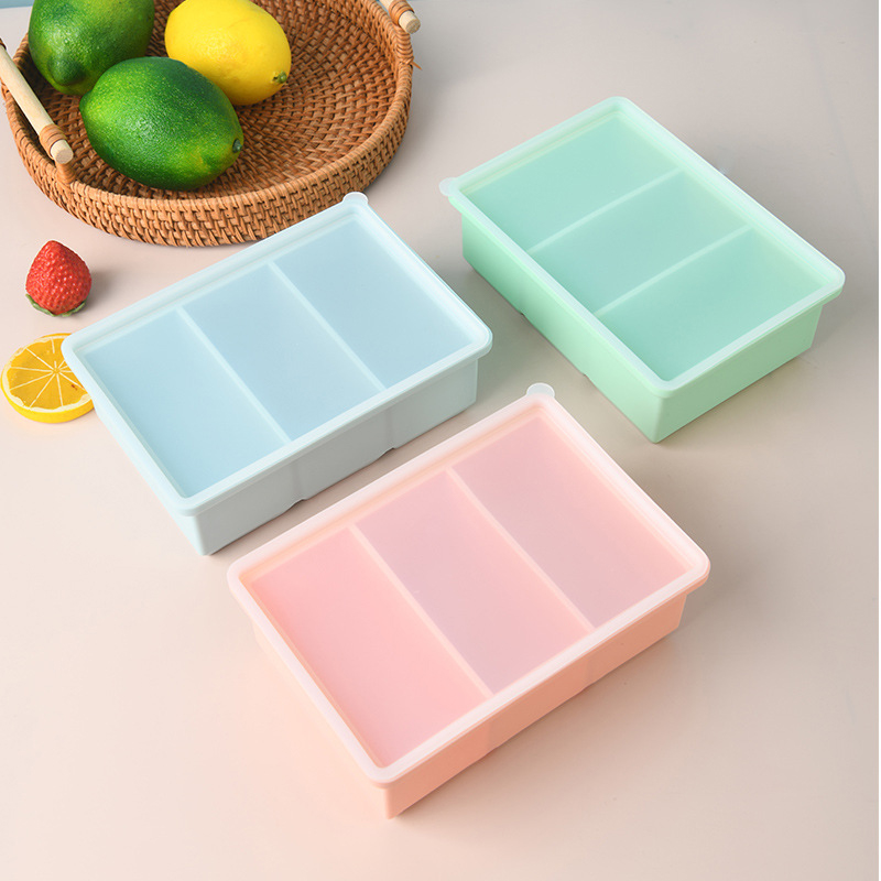 Cetakan Es Batu Silikon 3 Komp - Meal Prep Template ulasan dan harga