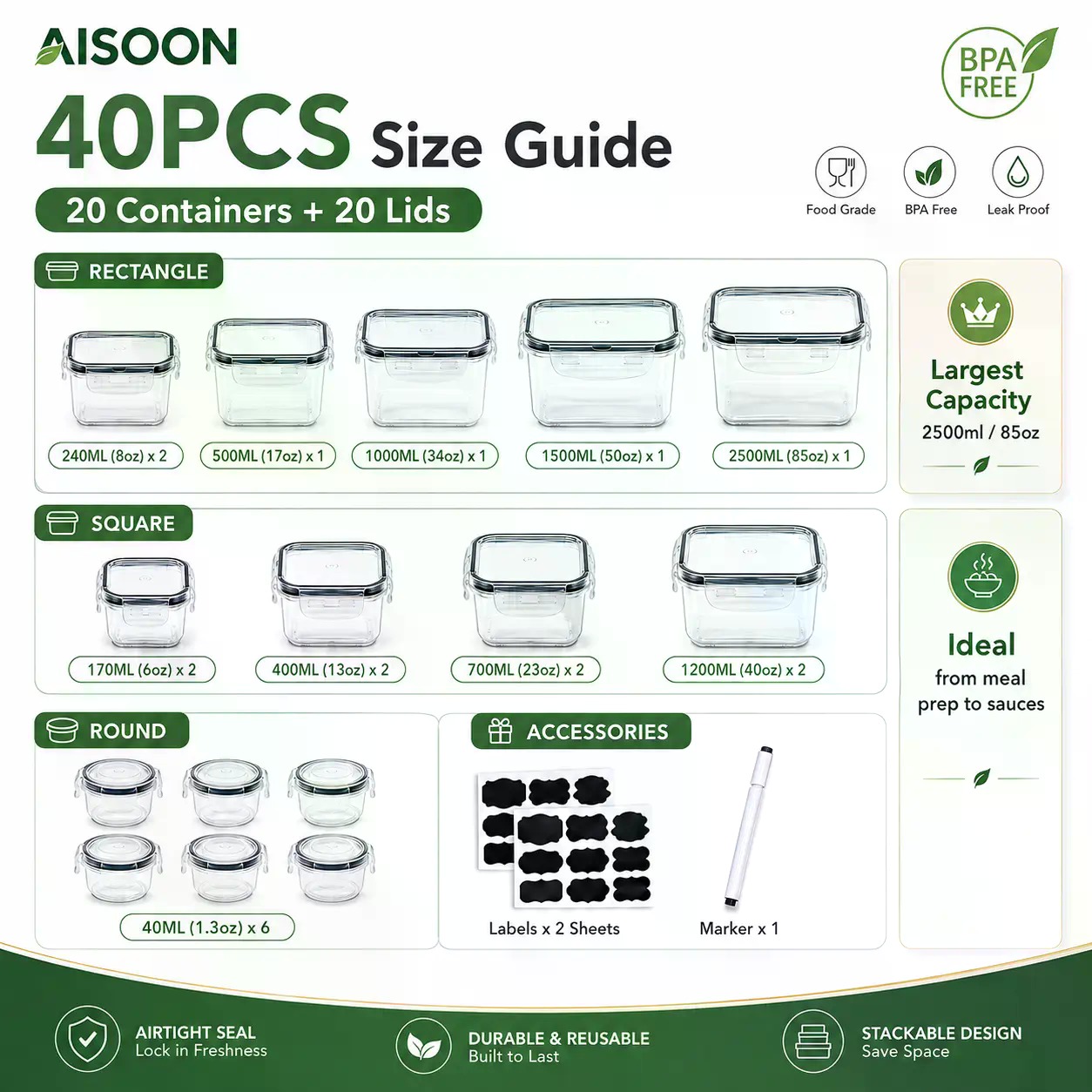 40 PCS Set Wadah Penyimpanan M - Meal Prep Kitchen ulasan dan harga